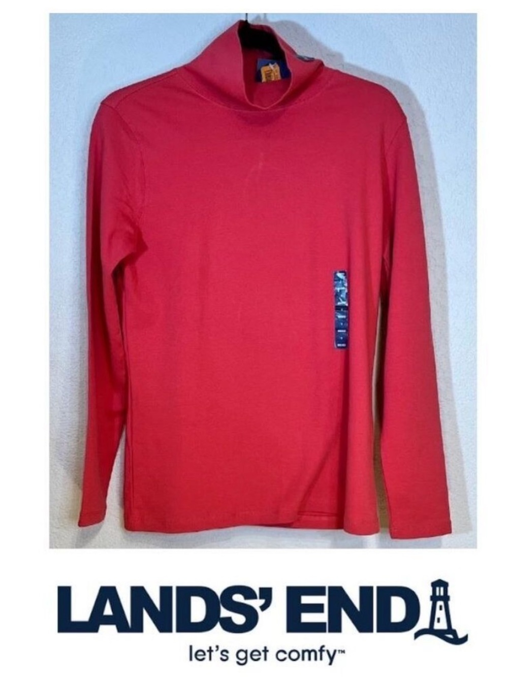 NWT Lands' End Red Claret Misses Size S 6-8 100% Cotton Turtleneck